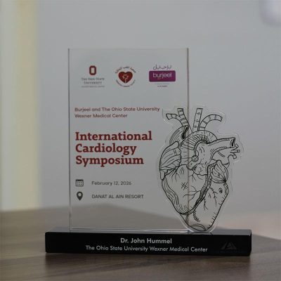 2-Top Crystal with a 2D Heart Award (Black Crystal Base)