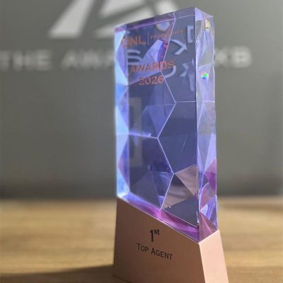 Real Estate Crystal Award - Blue Abstract