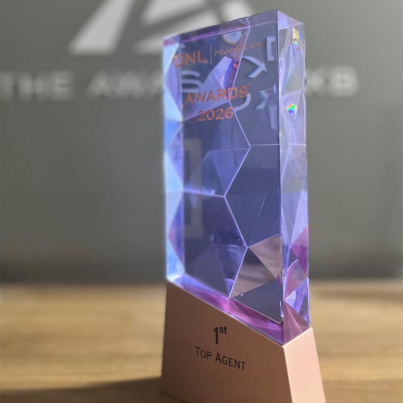 Real Estate Crystal Award - Blue Abstract