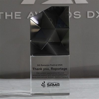Black Abstract Crystal Award (Engraved)