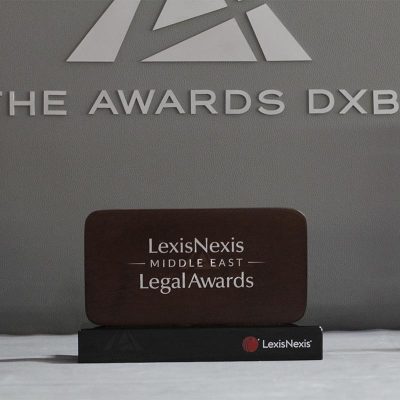 Rectangular Curve Wooden Award with Crystal
