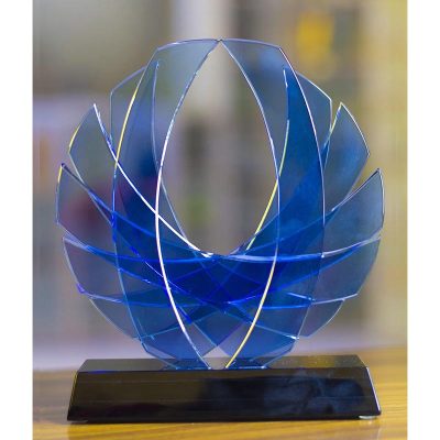 Multiple Piece Wing Structure Blue Crystal Award