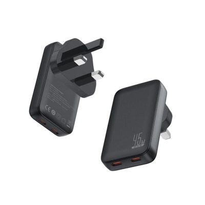 SLIM TRAVI SET Ultra-Compact Dual USB-C Fast Charger with 45W Power & PPS Support in Travel Pouch