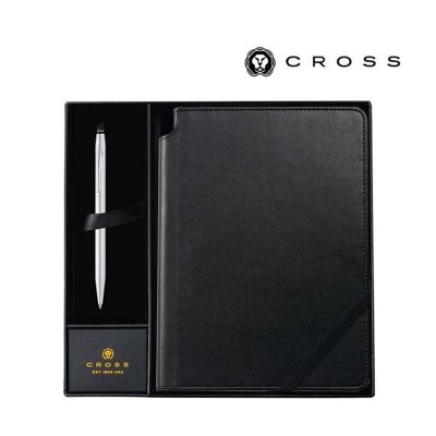 Cross Click Chrome Ballpoint Pen with Classic Journal Gift Set