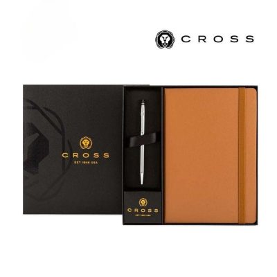 Cross Click Chrome Ballpoint Pen & A5 Hardcover Notebook Gift Set