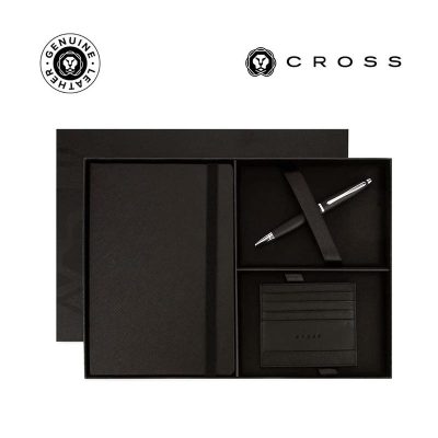 Cross Calais Ballpoint Pen with Notebook and Cardholder Gift Set - Black
