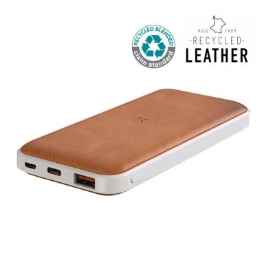 ALBECK - Recycled Leather 10000mAh PD Powerbank - White-Tan