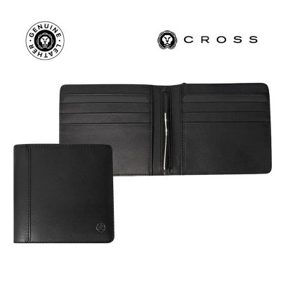 Cross Leather Clip Wallet - Black