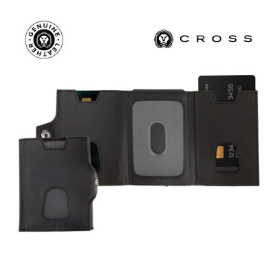 Cross Soft Grain Leather 6CC Trifold Compact Wallet - Black