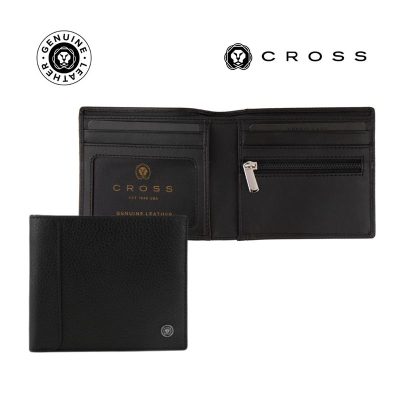 Cross Pebble Leather 6CC Classic Fold Wallet with 6CC Cardholder - Black
