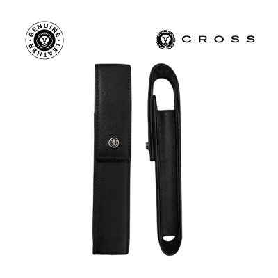 Cross Leather Single Pen Case with Flap - Black