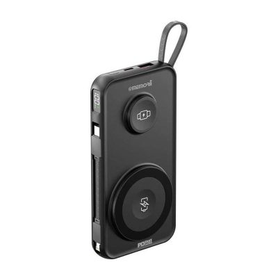 ROTTERDAM - @memorii 10,000mAh Universal Wireless Powerbank with Inbuilt Cables - Black